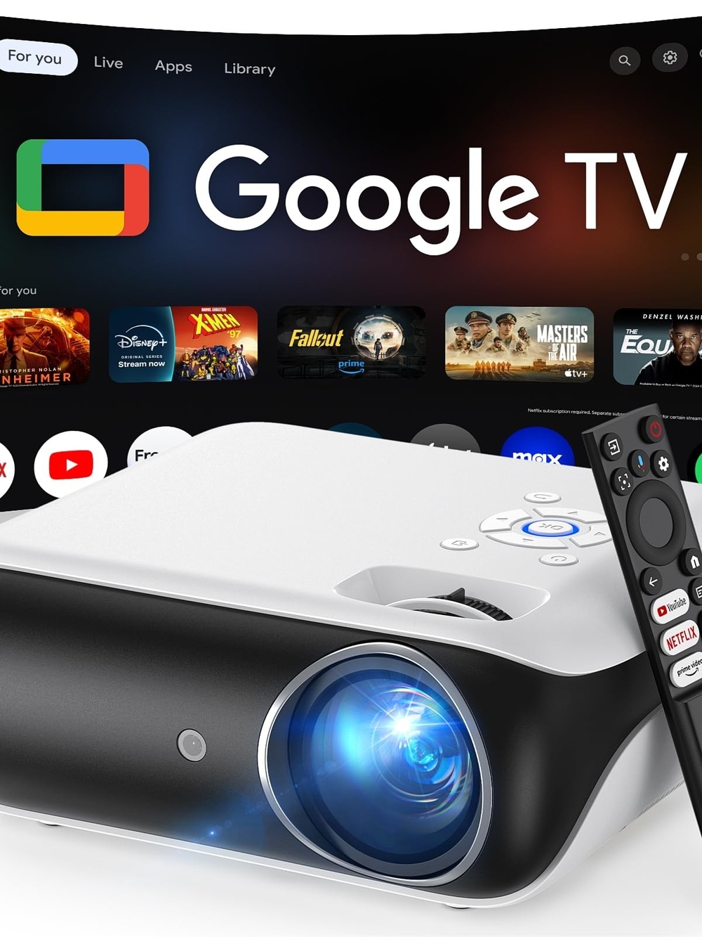 HAPPRUN Native 1080P Projector, Bluetooth Home Theater Movie Projector